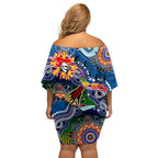 Personalised Knights NAIDOC Week 2024 Family Matching Off Shoulder Short Dress and Hawaiian Shirt Australia Aboriginal Dot Painting