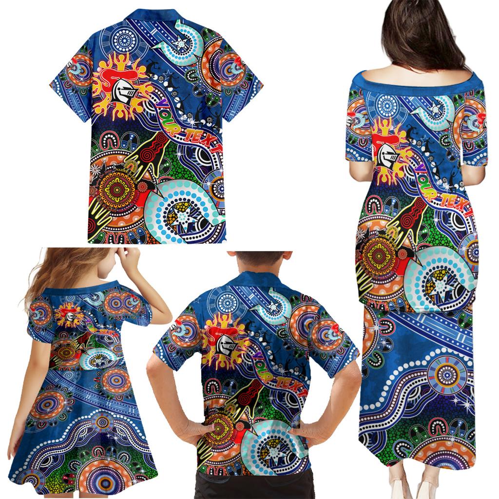 Personalised Knights NAIDOC Week 2024 Family Matching Puletasi and Hawaiian Shirt Australia Aboriginal Dot Painting