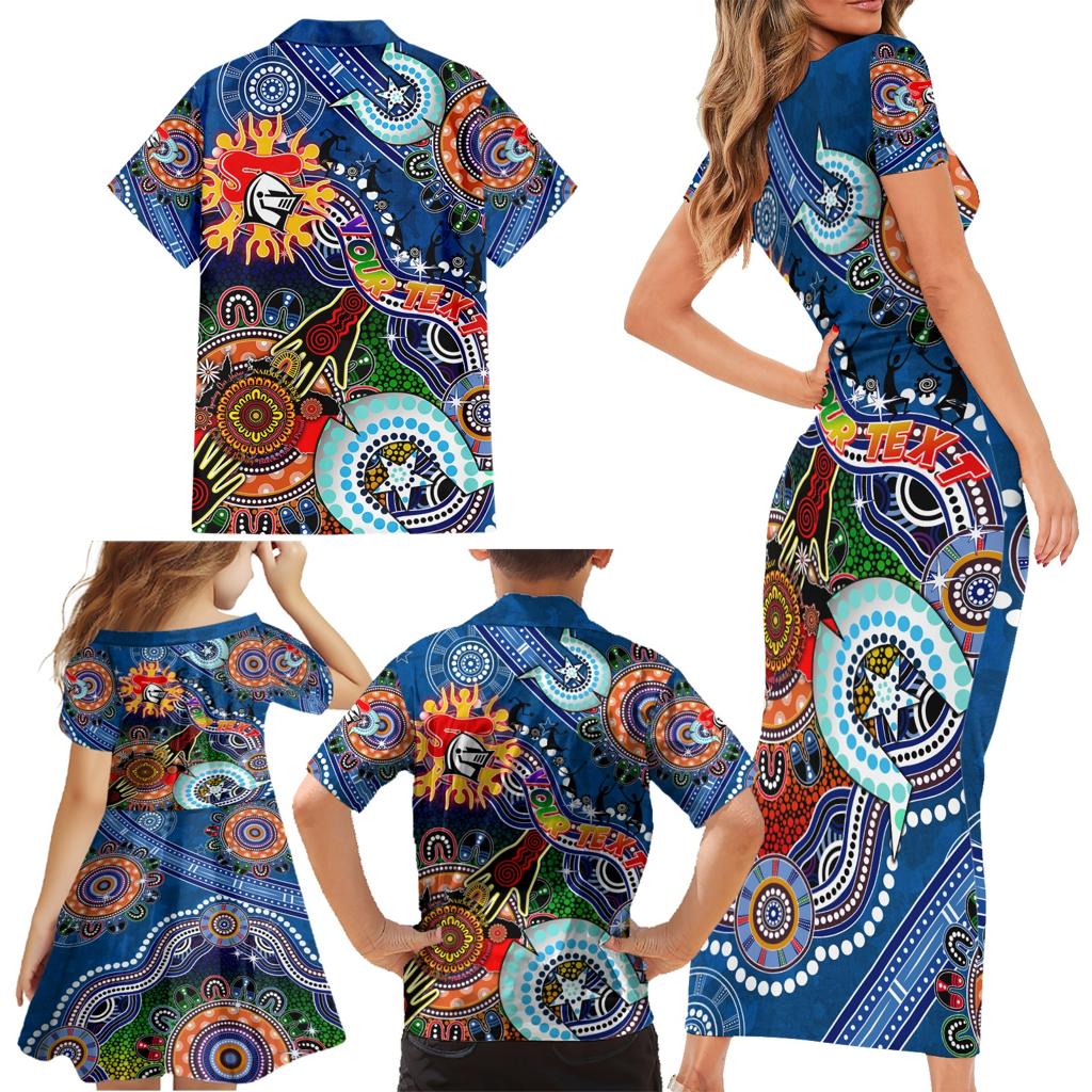 Personalised Knights NAIDOC Week 2024 Family Matching Short Sleeve Bodycon Dress and Hawaiian Shirt Australia Aboriginal Dot Painting