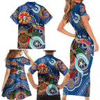 Personalised Knights NAIDOC Week 2024 Family Matching Short Sleeve Bodycon Dress and Hawaiian Shirt Australia Aboriginal Dot Painting