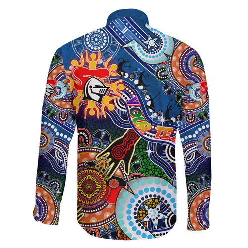 Personalised Knights NAIDOC Week 2024 Family Matching Short Sleeve Bodycon Dress and Hawaiian Shirt Australia Aboriginal Dot Painting