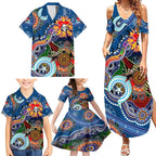 Personalised Knights NAIDOC Week 2024 Family Matching Summer Maxi Dress and Hawaiian Shirt Australia Aboriginal Dot Painting