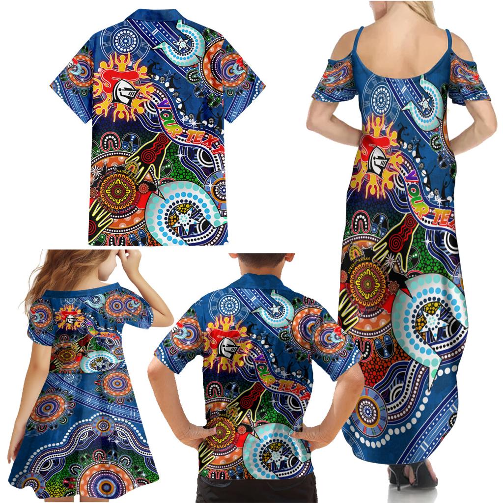 Personalised Knights NAIDOC Week 2024 Family Matching Summer Maxi Dress and Hawaiian Shirt Australia Aboriginal Dot Painting