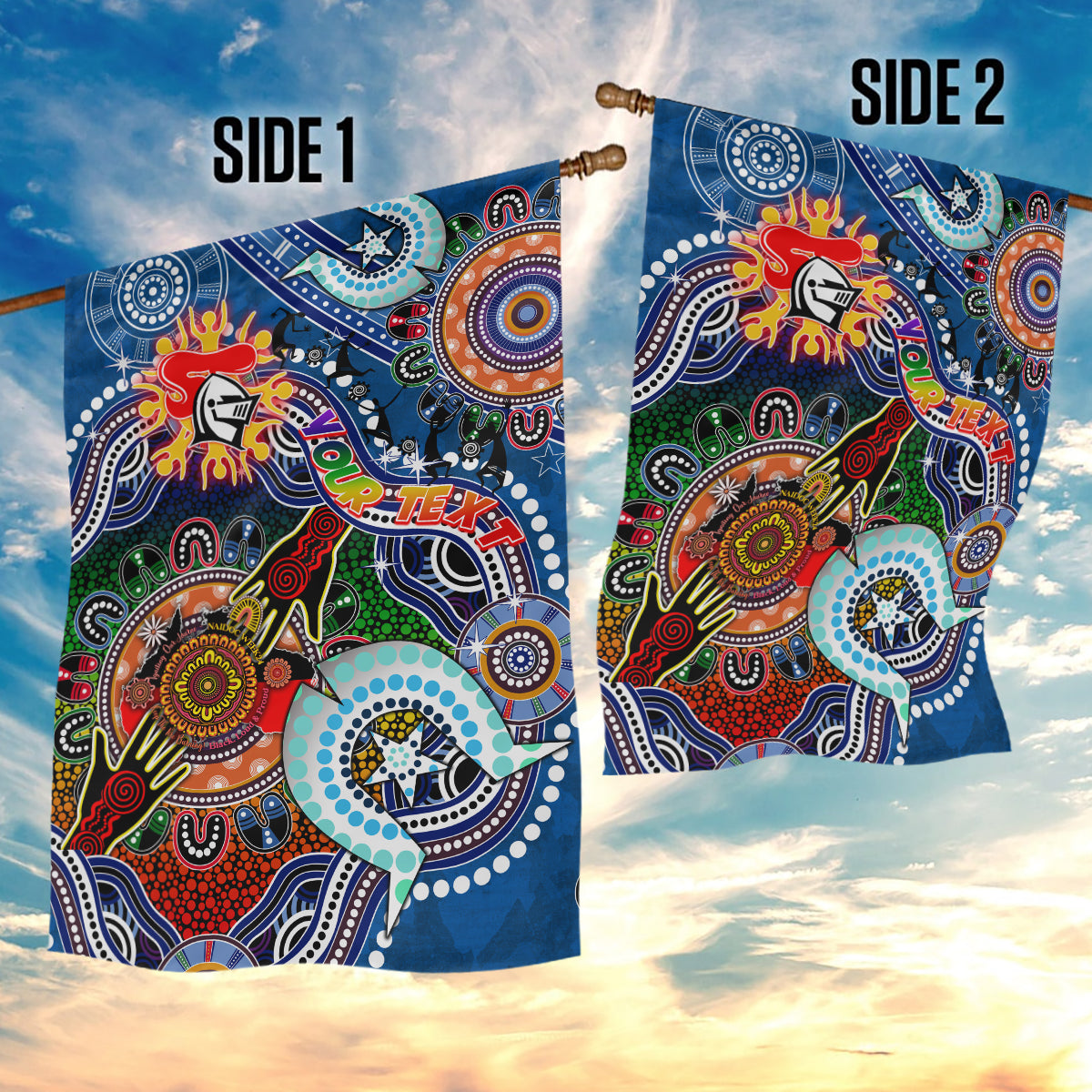 Personalised Knights NAIDOC Week 2024 Garden Flag Australia Aboriginal Dot Painting