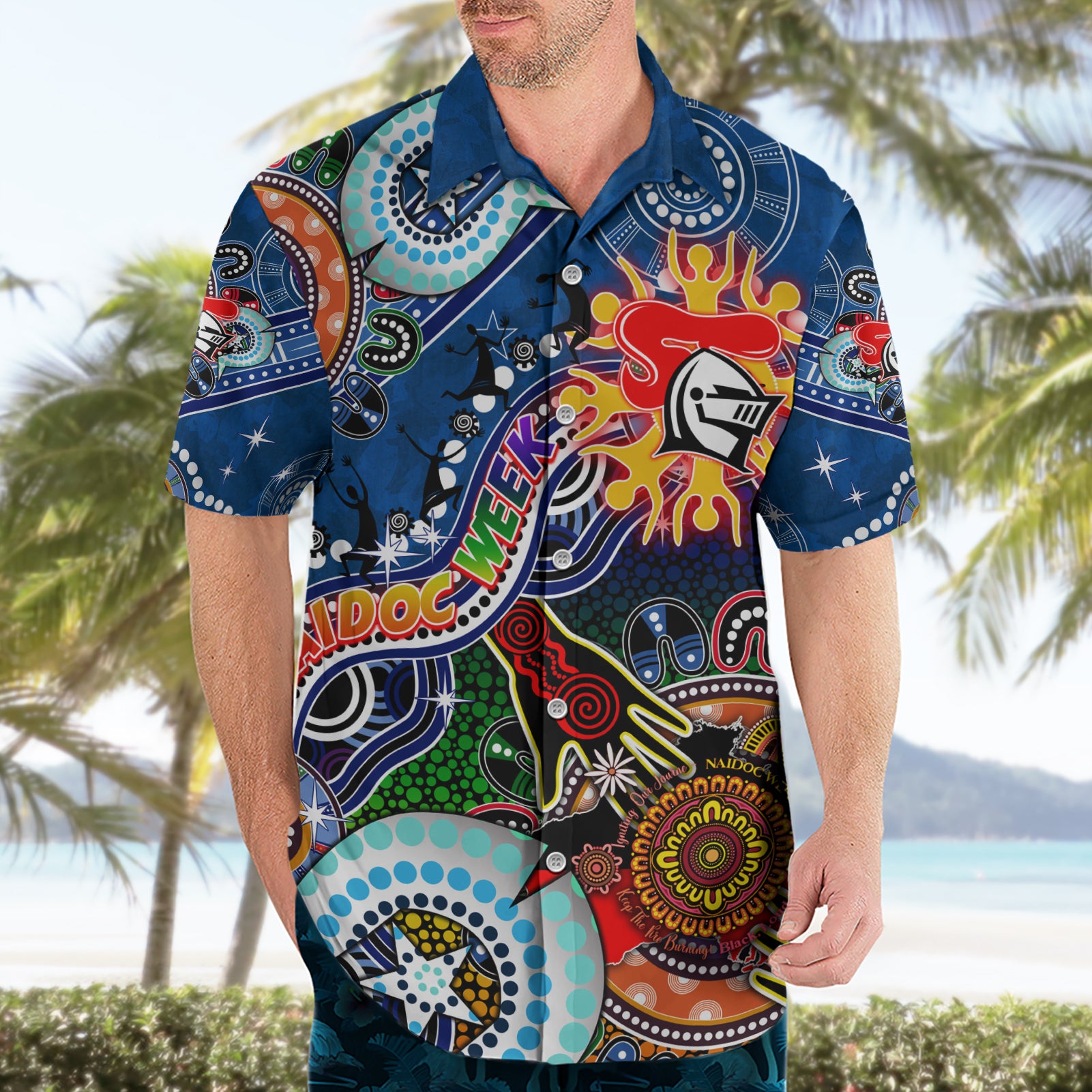 Personalised Knights NAIDOC Week 2024 Hawaiian Shirt Australia Aboriginal Dot Painting