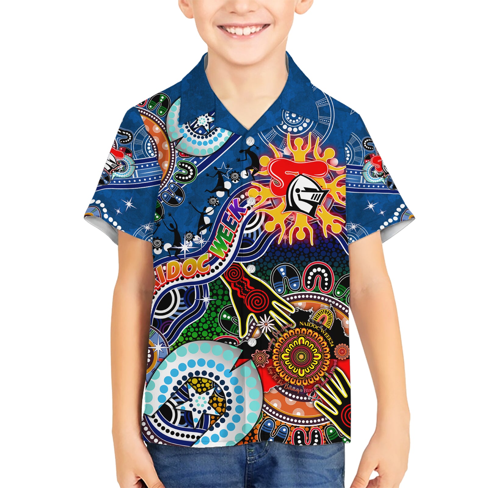 Personalised Knights NAIDOC Week 2024 Hawaiian Shirt Australia Aboriginal Dot Painting