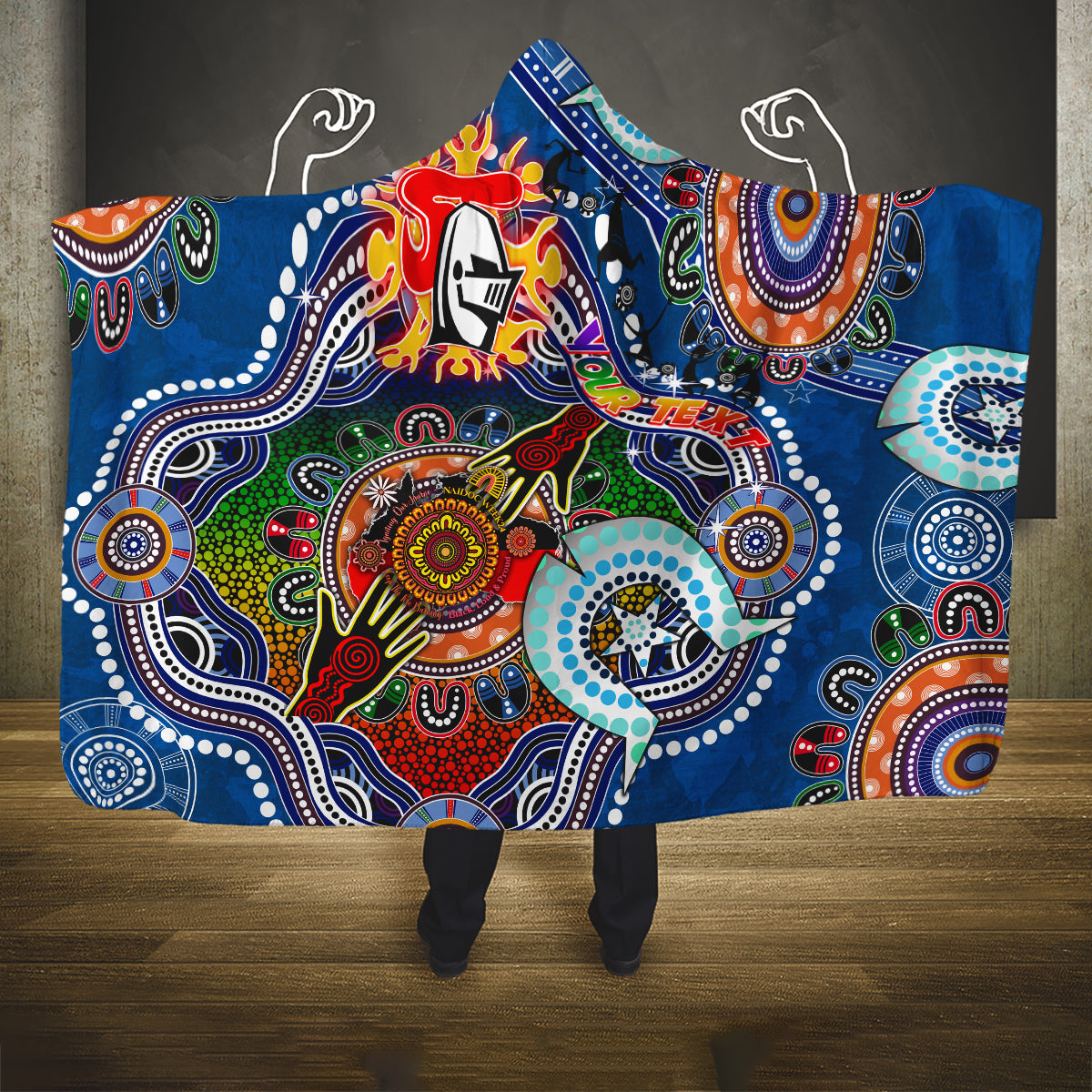Personalised Knights NAIDOC Week 2024 Hooded Blanket Australia Aboriginal Dot Painting