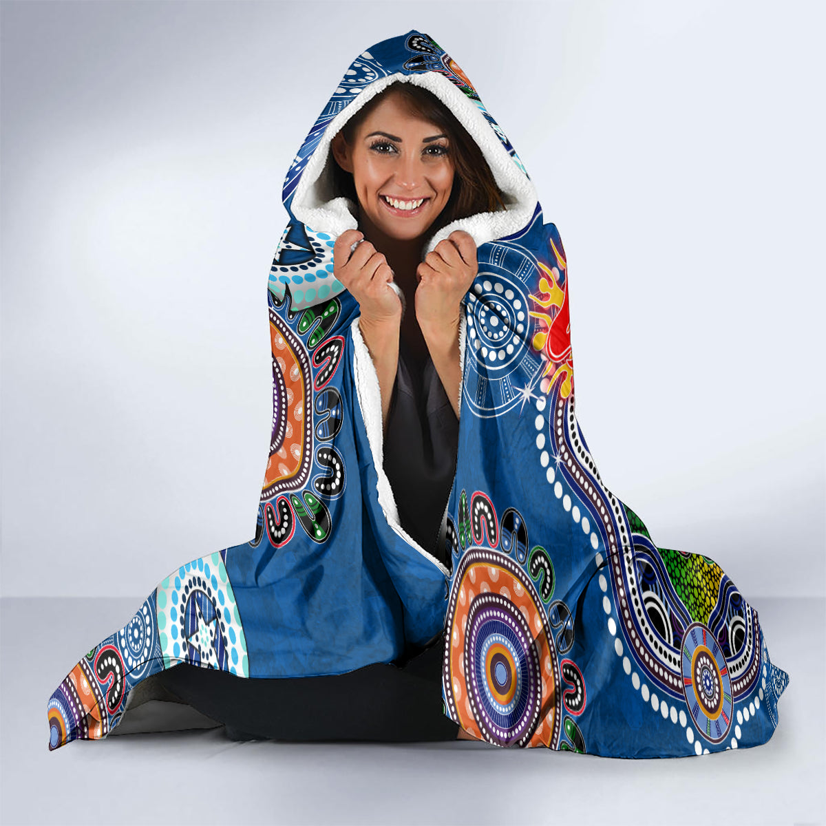Personalised Knights NAIDOC Week 2024 Hooded Blanket Australia Aboriginal Dot Painting