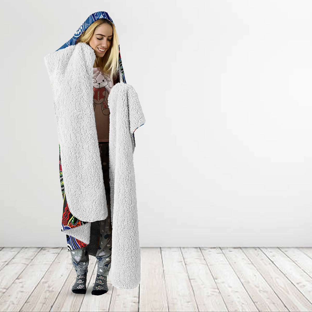 Personalised Knights NAIDOC Week 2024 Hooded Blanket Australia Aboriginal Dot Painting
