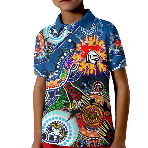 Personalised Knights NAIDOC Week 2024 Kid Polo Shirt Australia Aboriginal Dot Painting