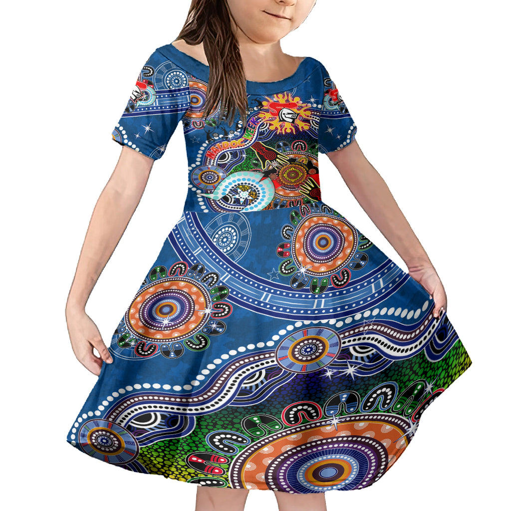 Personalised Knights NAIDOC Week 2024 Kid Short Sleeve Dress Australia Aboriginal Dot Painting