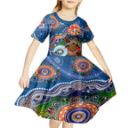 Personalised Knights NAIDOC Week 2024 Kid Short Sleeve Dress Australia Aboriginal Dot Painting