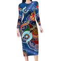 Personalised Knights NAIDOC Week 2024 Long Sleeve Bodycon Dress Australia Aboriginal Dot Painting