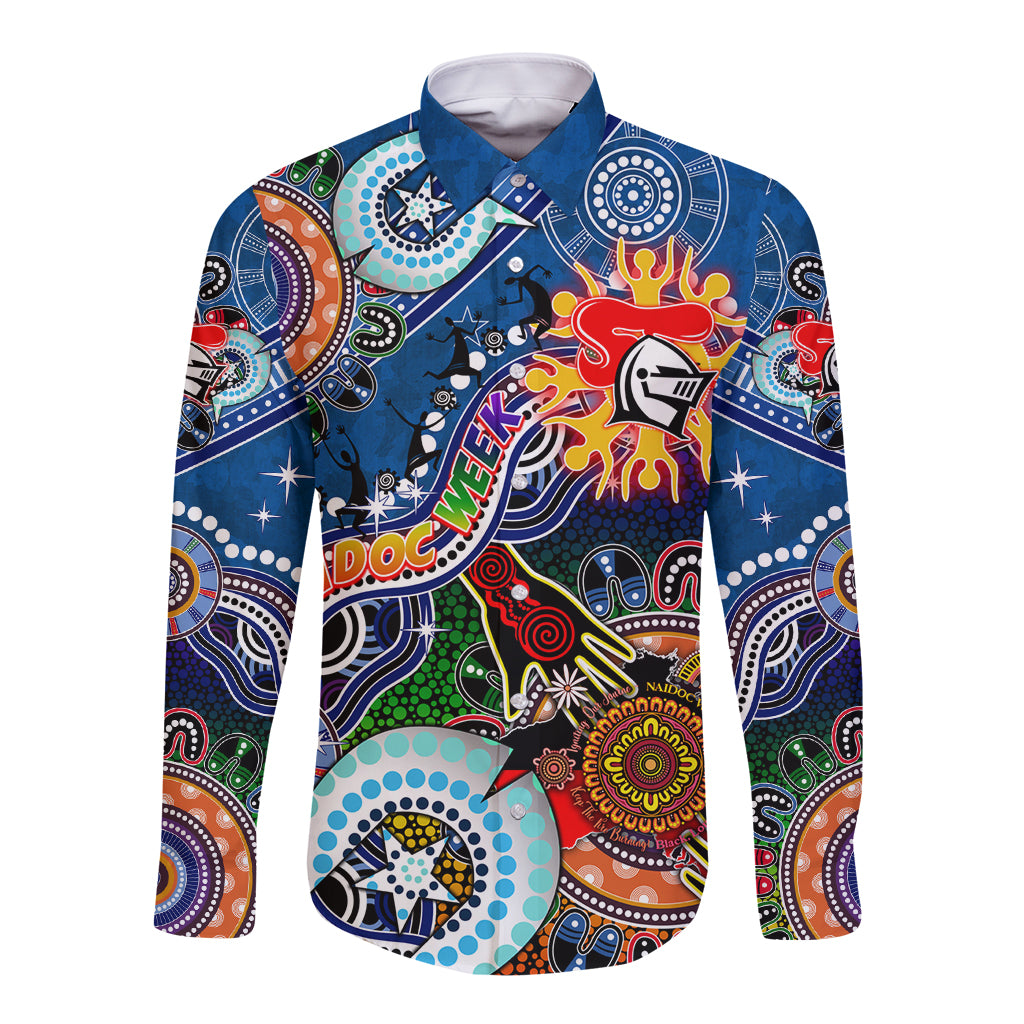 Personalised Knights NAIDOC Week 2024 Long Sleeve Button Shirt Australia Aboriginal Dot Painting