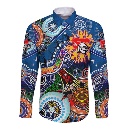 Personalised Knights NAIDOC Week 2024 Long Sleeve Button Shirt Australia Aboriginal Dot Painting