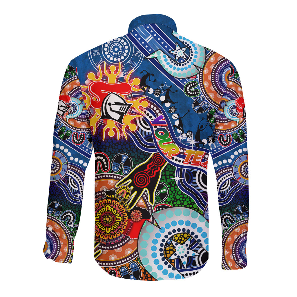 Personalised Knights NAIDOC Week 2024 Long Sleeve Button Shirt Australia Aboriginal Dot Painting