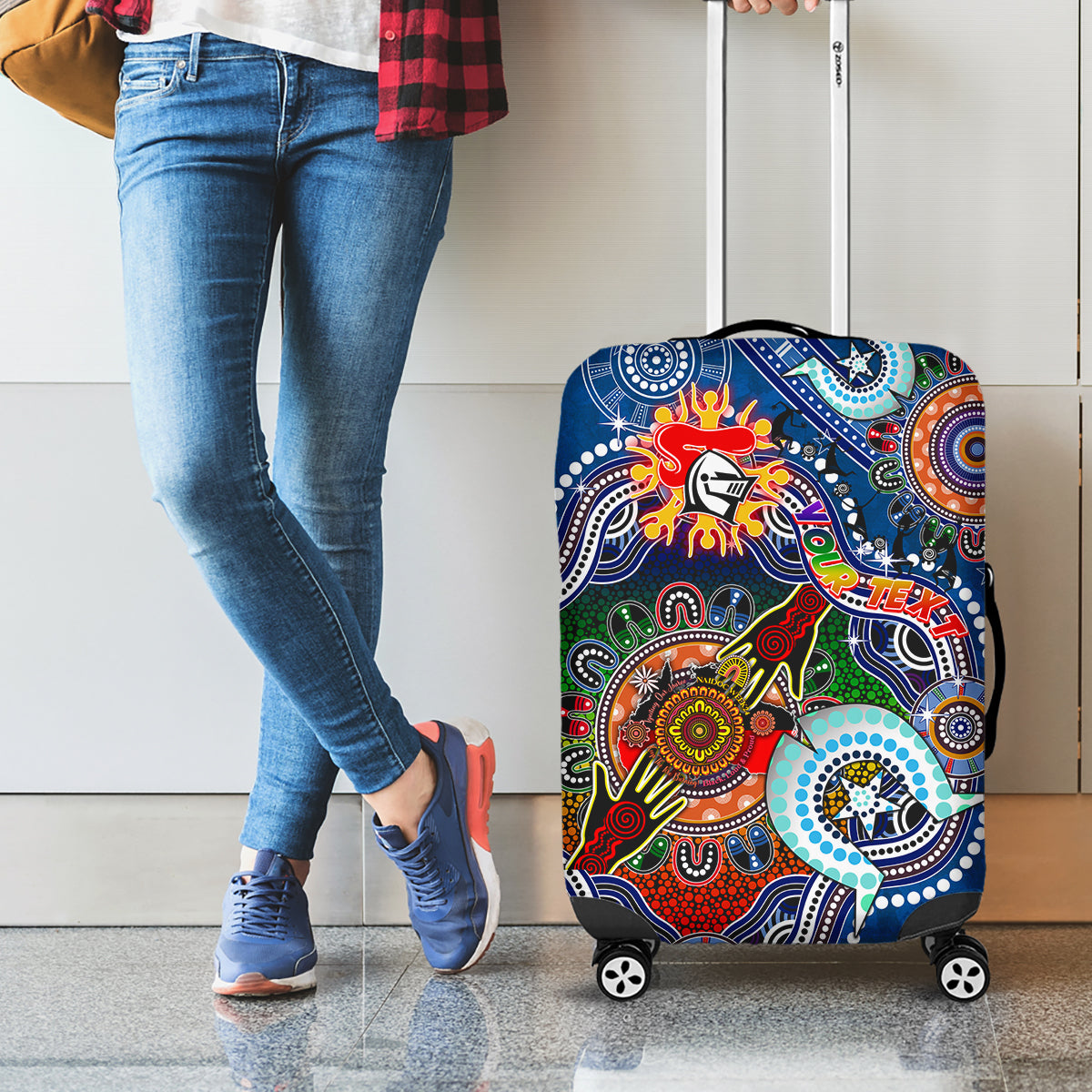Personalised Knights NAIDOC Week 2024 Luggage Cover Australia Aboriginal Dot Painting