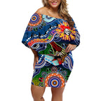 Personalised Knights NAIDOC Week 2024 Off Shoulder Short Dress Australia Aboriginal Dot Painting