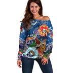Personalised Knights NAIDOC Week 2024 Off Shoulder Sweater Australia Aboriginal Dot Painting