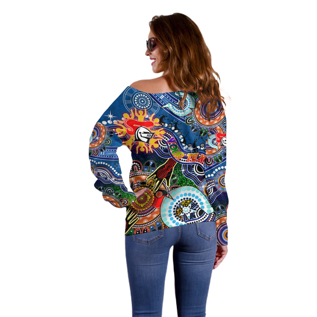 Personalised Knights NAIDOC Week 2024 Off Shoulder Sweater Australia Aboriginal Dot Painting
