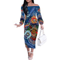 Personalised Knights NAIDOC Week 2024 Off The Shoulder Long Sleeve Dress Australia Aboriginal Dot Painting