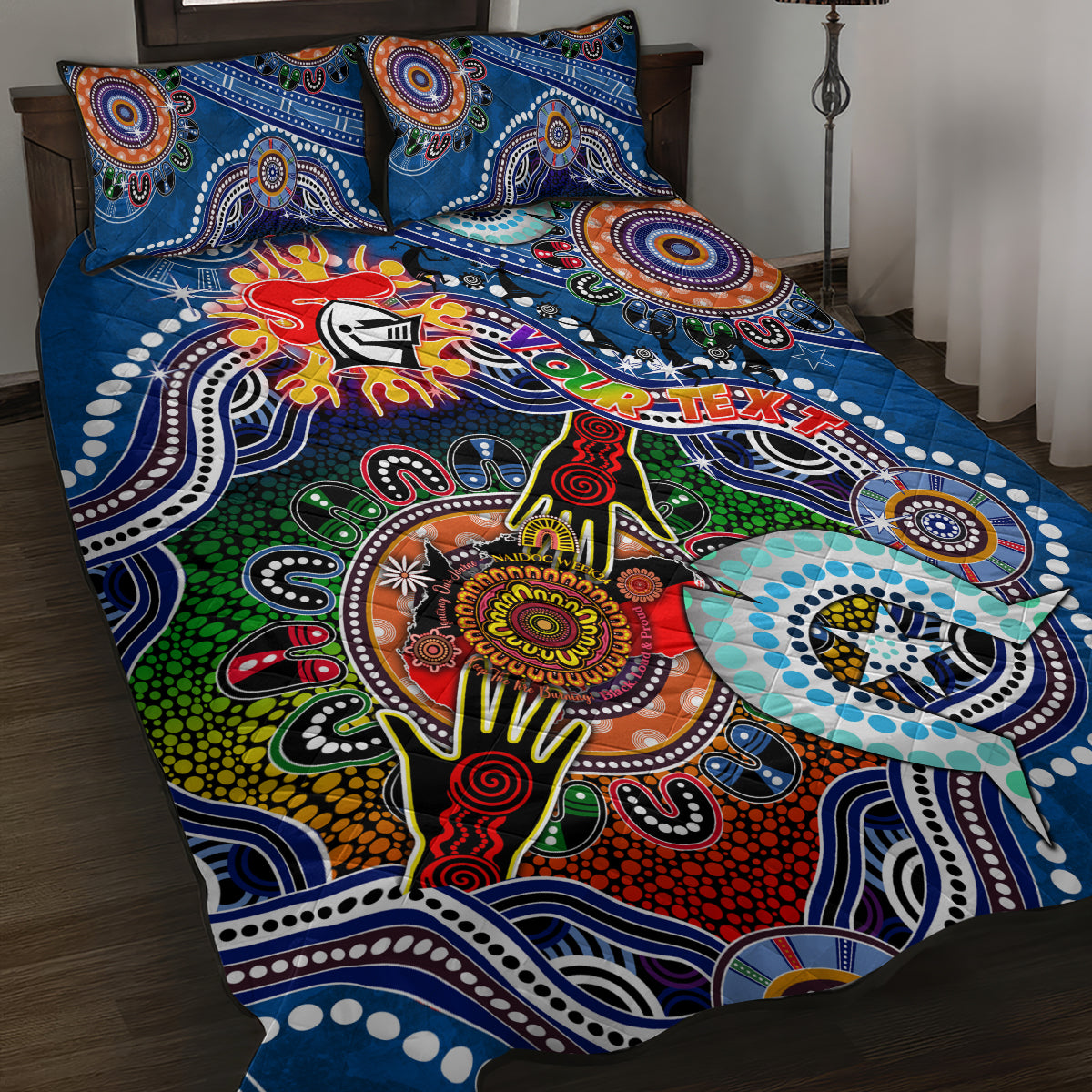 Personalised Knights NAIDOC Week 2024 Quilt Bed Set Australia Aboriginal Dot Painting