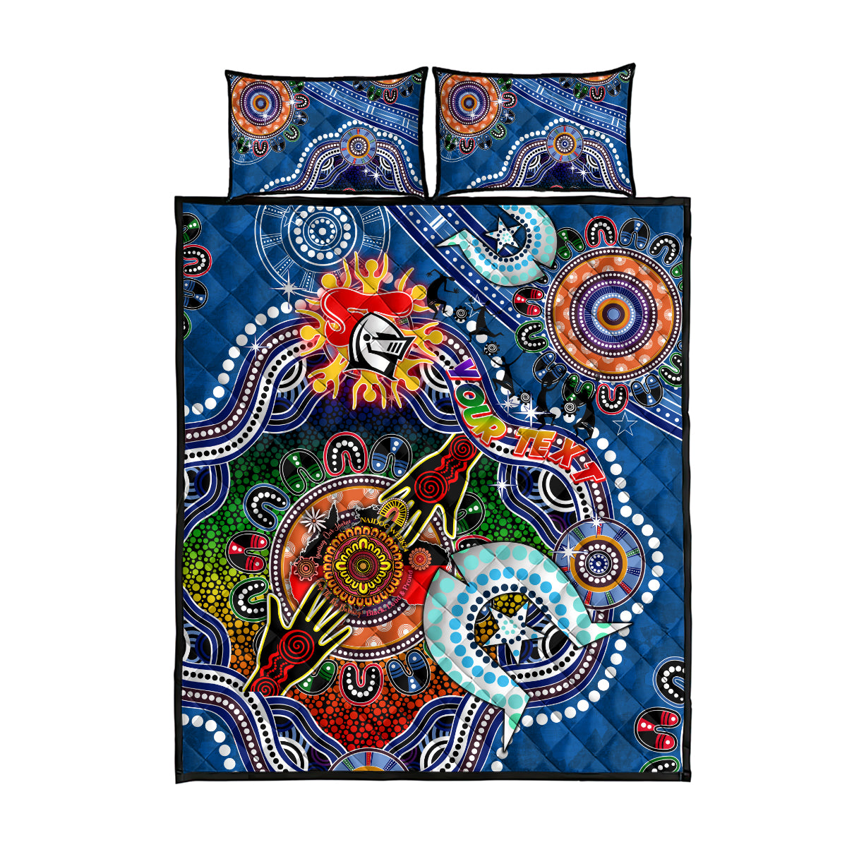 Personalised Knights NAIDOC Week 2024 Quilt Bed Set Australia Aboriginal Dot Painting