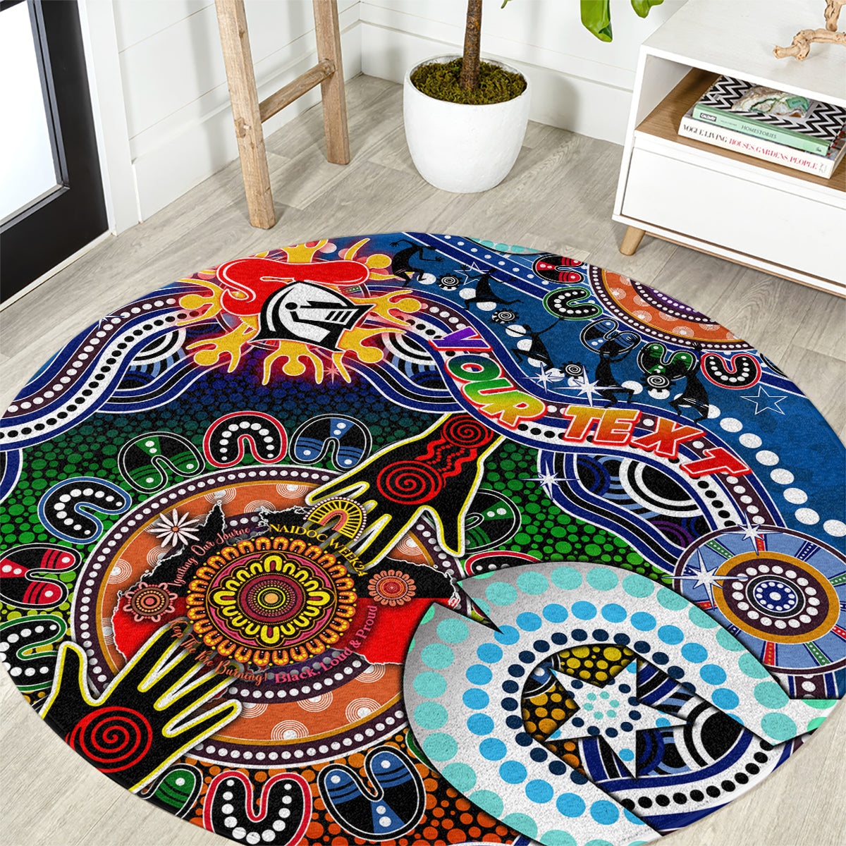 Personalised Knights NAIDOC Week 2024 Round Carpet Australia Aboriginal Dot Painting