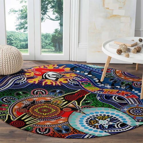 Personalised Knights NAIDOC Week 2024 Round Carpet Australia Aboriginal Dot Painting