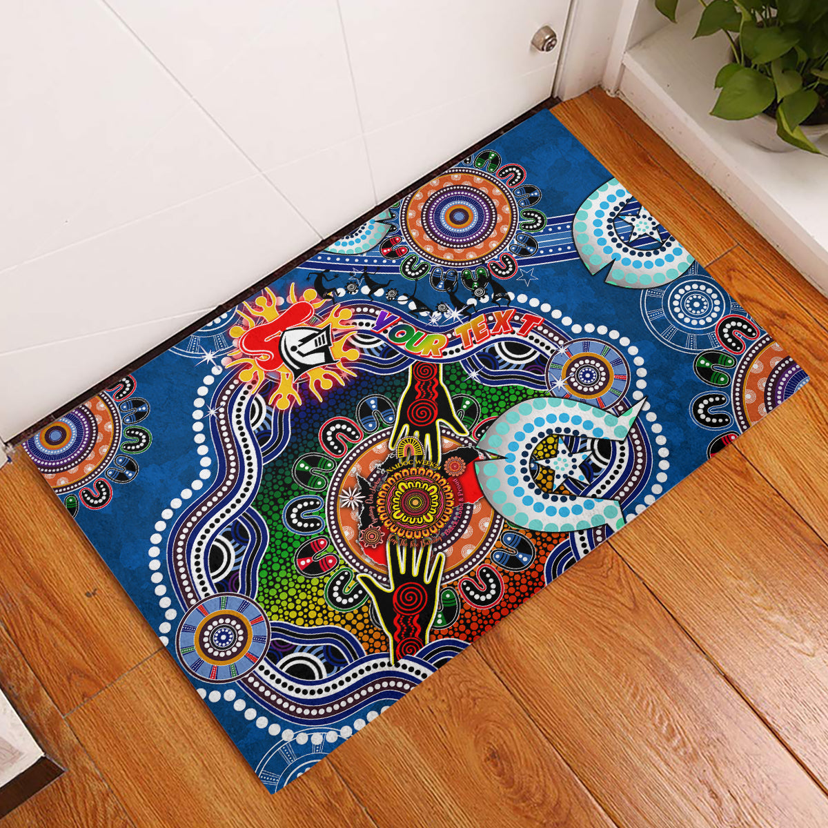Personalised Knights NAIDOC Week 2024 Rubber Doormat Australia Aboriginal Dot Painting