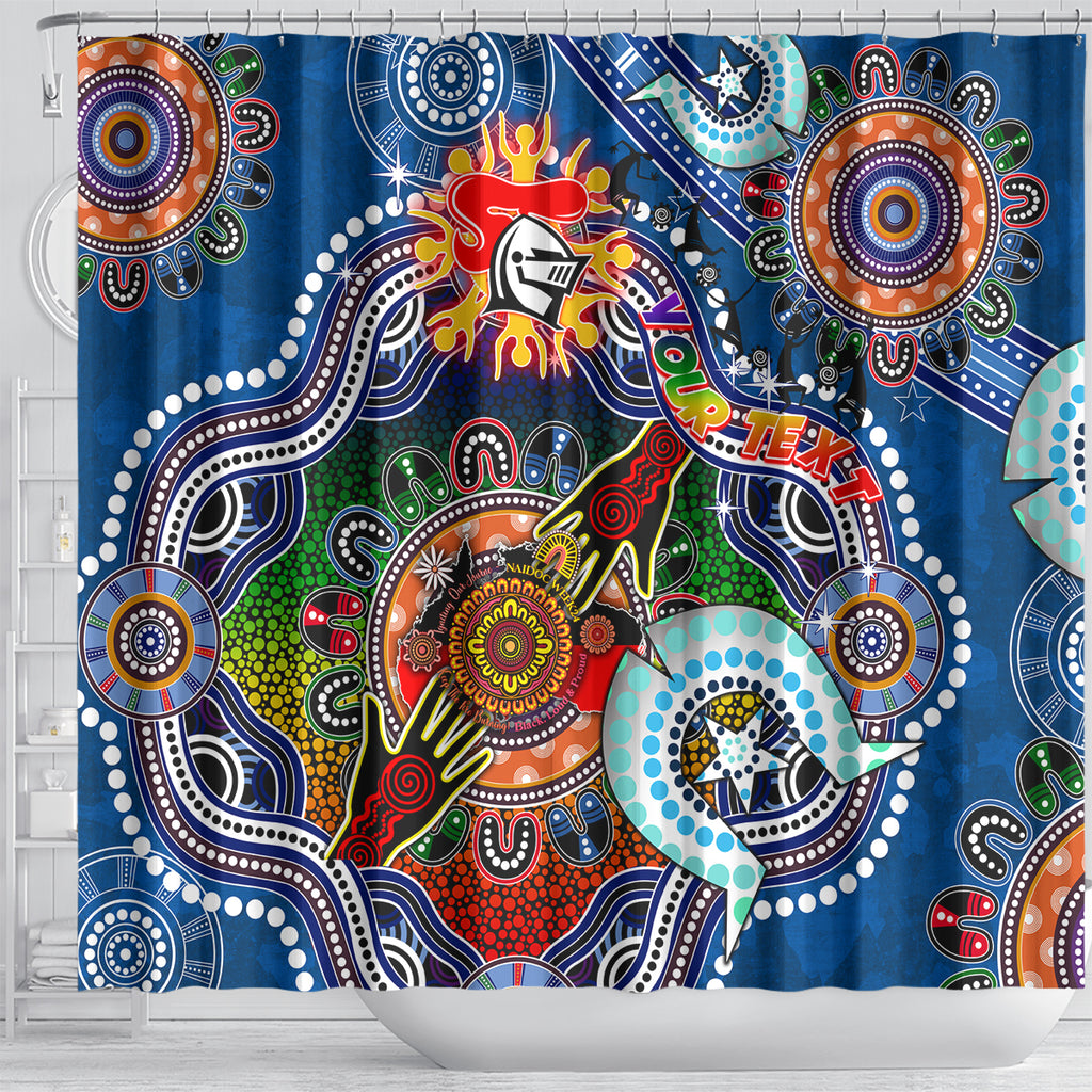 Personalised Knights NAIDOC Week 2024 Shower Curtain Australia Aboriginal Dot Painting