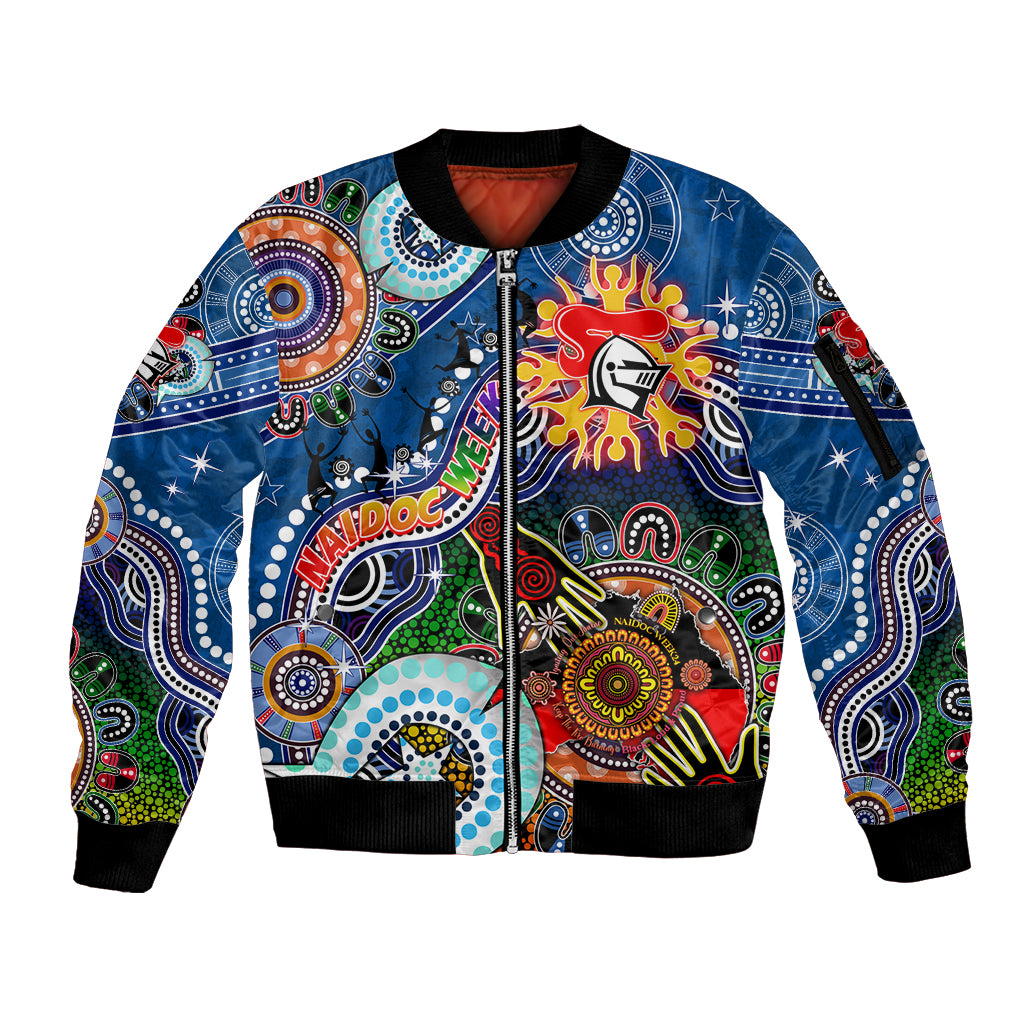 Personalised Knights NAIDOC Week 2024 Sleeve Zip Bomber Jacket Australia Aboriginal Dot Painting