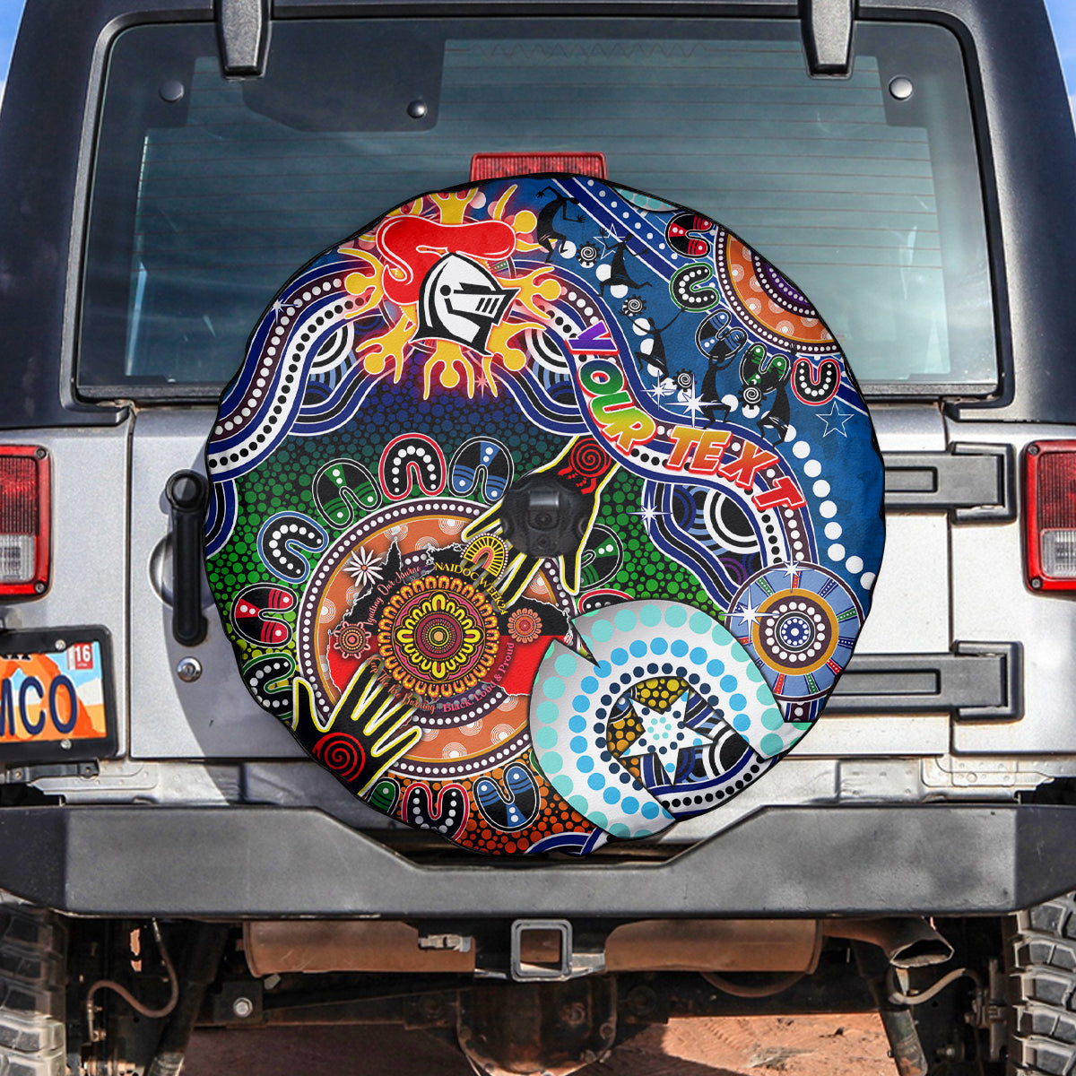 Personalised Knights NAIDOC Week 2024 Spare Tire Cover Australia Aboriginal Dot Painting