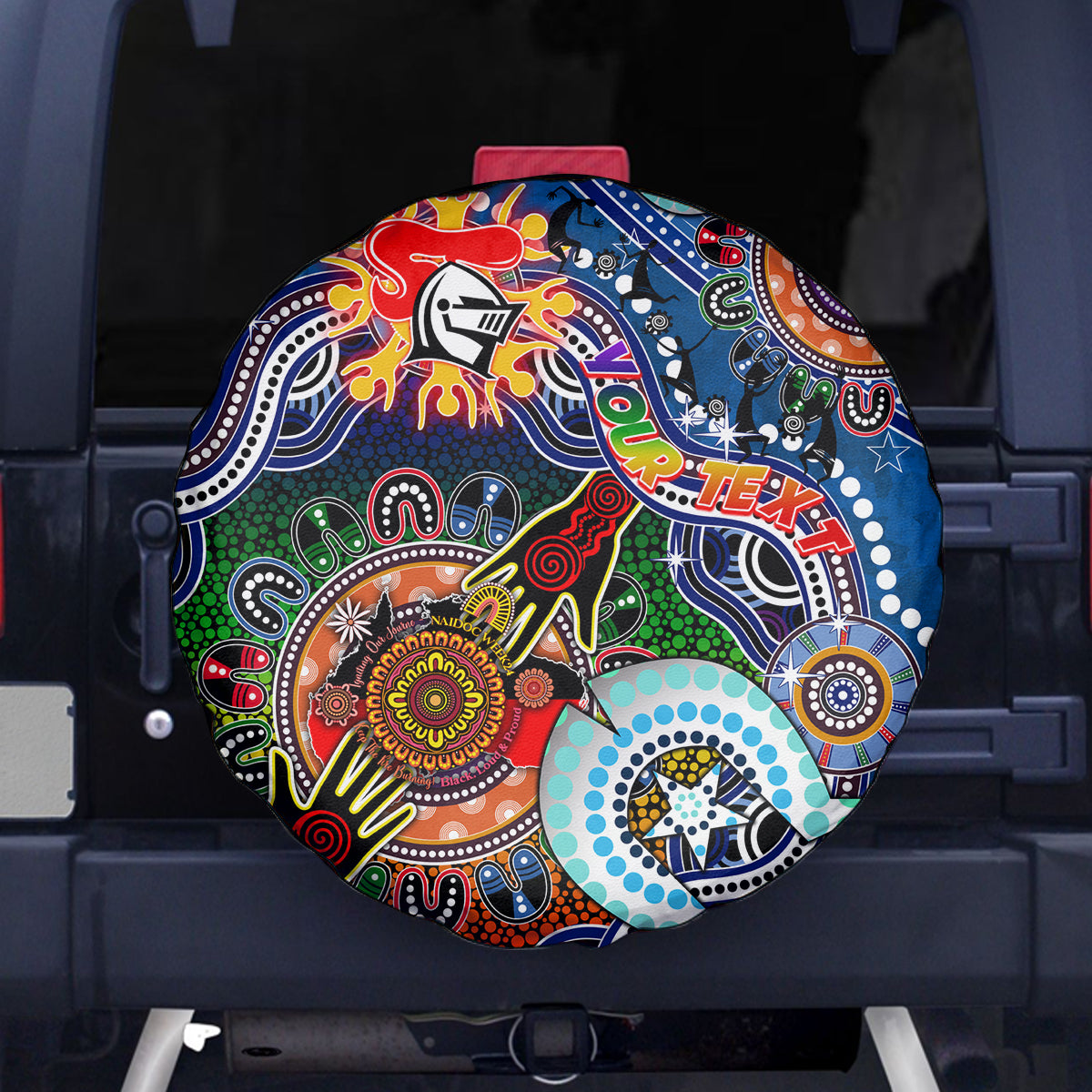 Personalised Knights NAIDOC Week 2024 Spare Tire Cover Australia Aboriginal Dot Painting