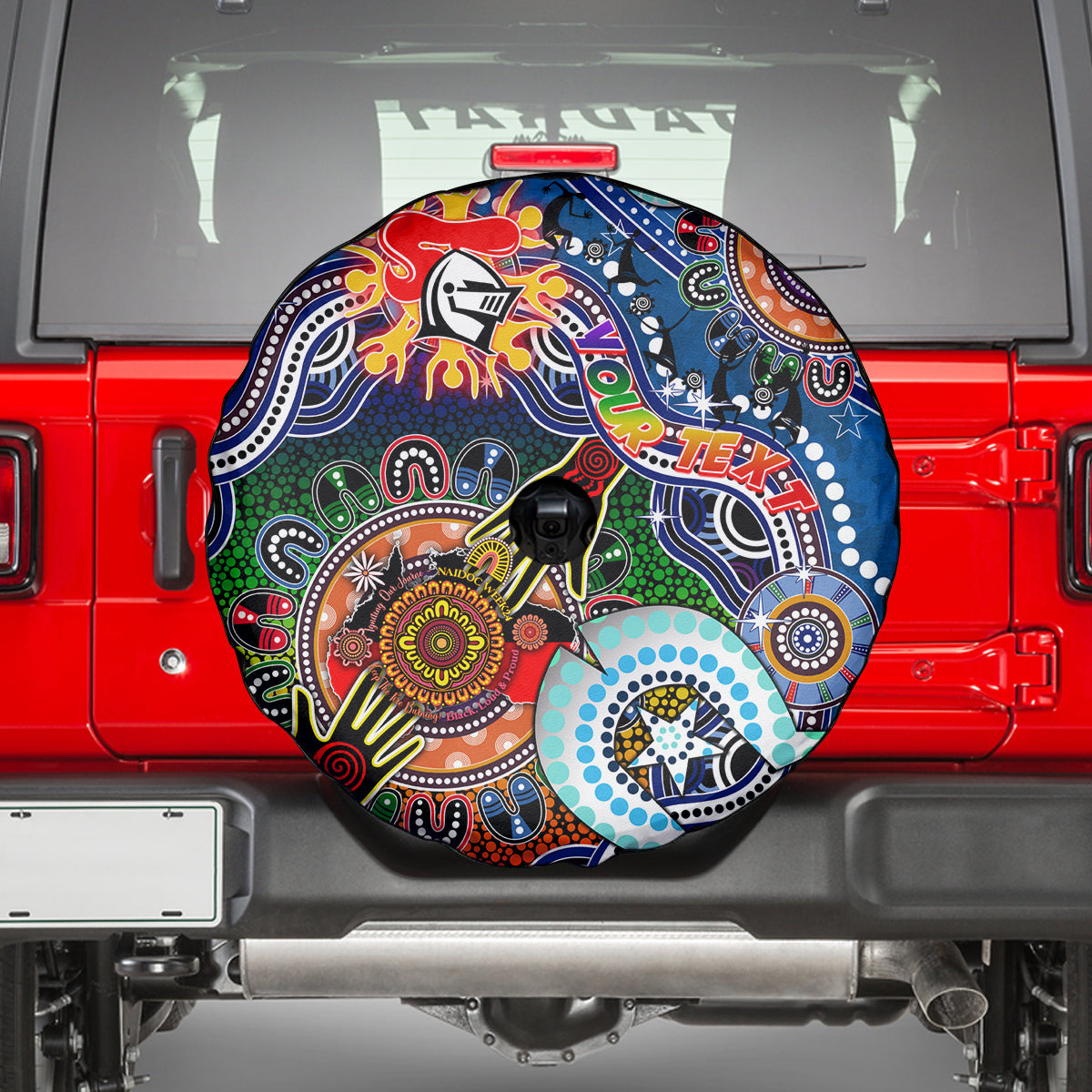 Personalised Knights NAIDOC Week 2024 Spare Tire Cover Australia Aboriginal Dot Painting