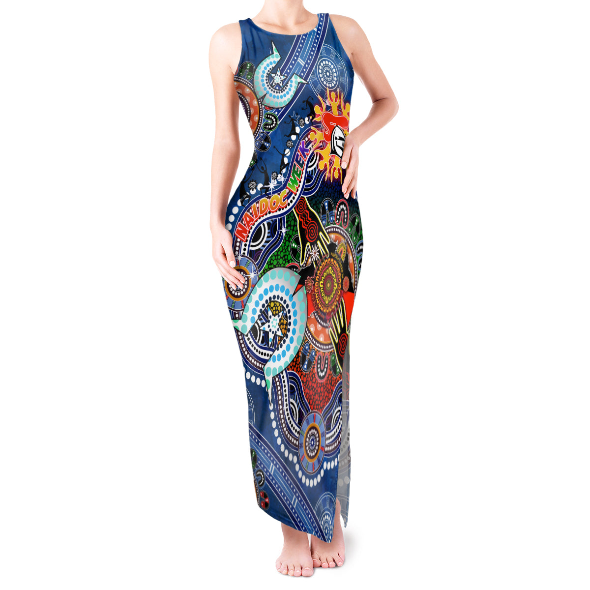 Personalised Knights NAIDOC Week 2024 Tank Maxi Dress Australia Aboriginal Dot Painting