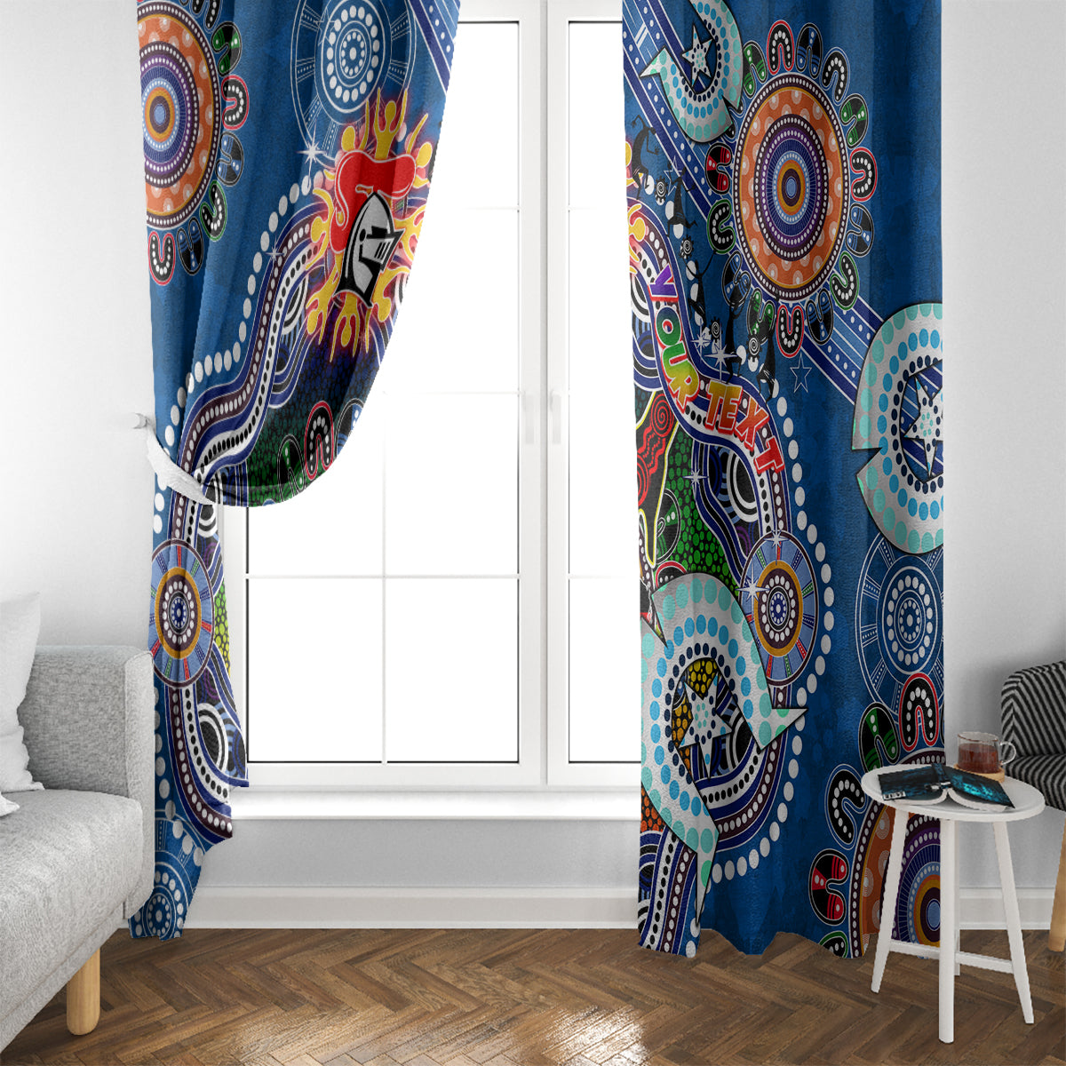 Personalised Knights NAIDOC Week 2024 Window Curtain Australia Aboriginal Dot Painting
