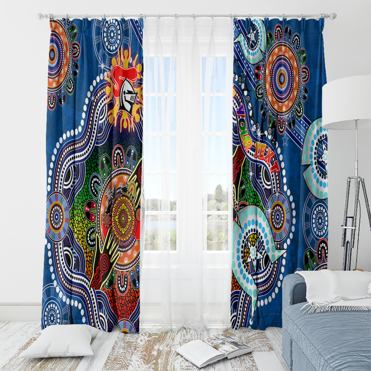Personalised Knights NAIDOC Week 2024 Window Curtain Australia Aboriginal Dot Painting
