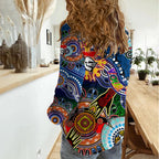 Personalised Knights NAIDOC Week 2024 Women Casual Shirt Australia Aboriginal Dot Painting