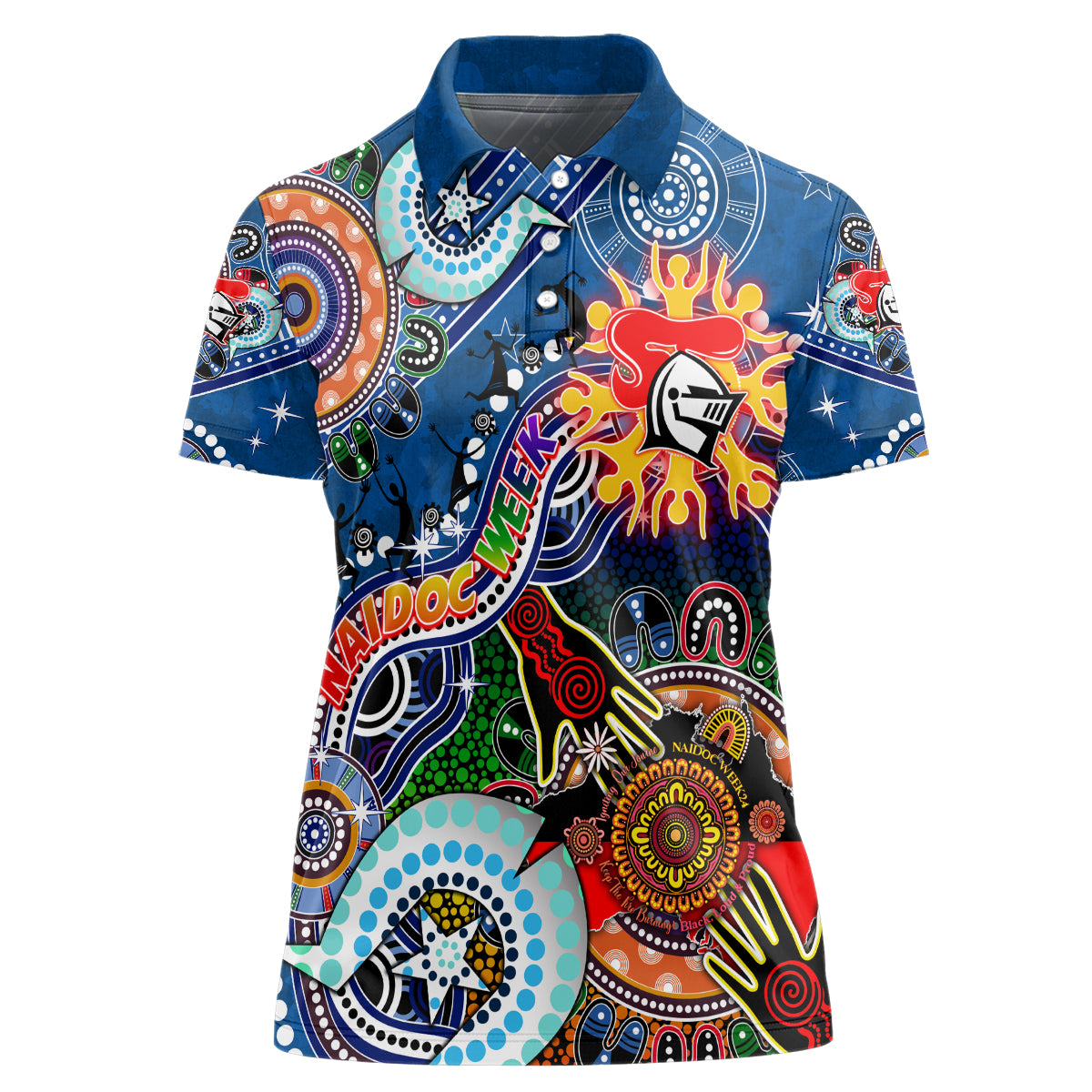 Personalised Knights NAIDOC Week 2024 Women Polo Shirt Australia Aboriginal Dot Painting