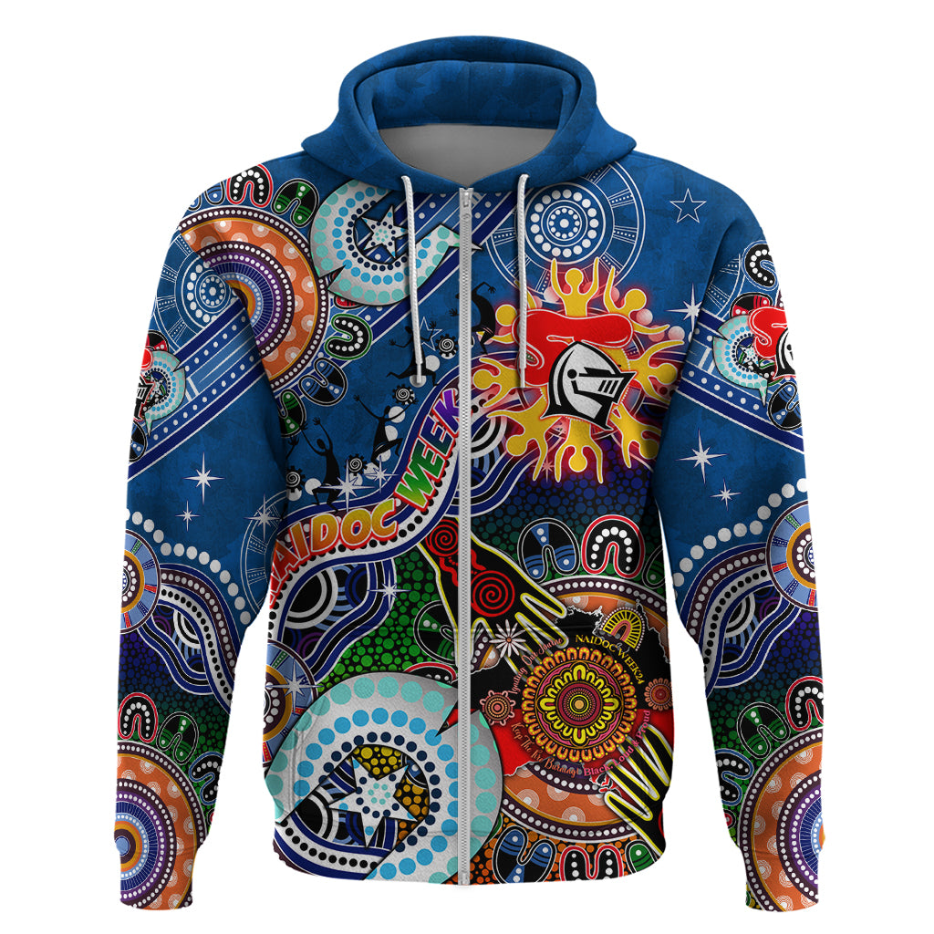 Personalised Knights NAIDOC Week 2024 Zip Hoodie Australia Aboriginal Dot Painting