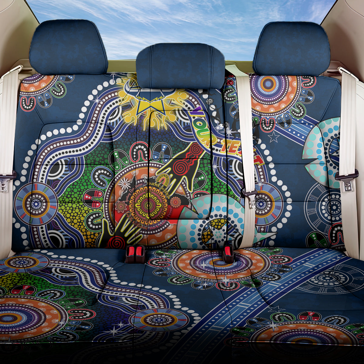 Personalised Cowboys NAIDOC Week 2024 Back Car Seat Cover Australia Aboriginal Dot Painting