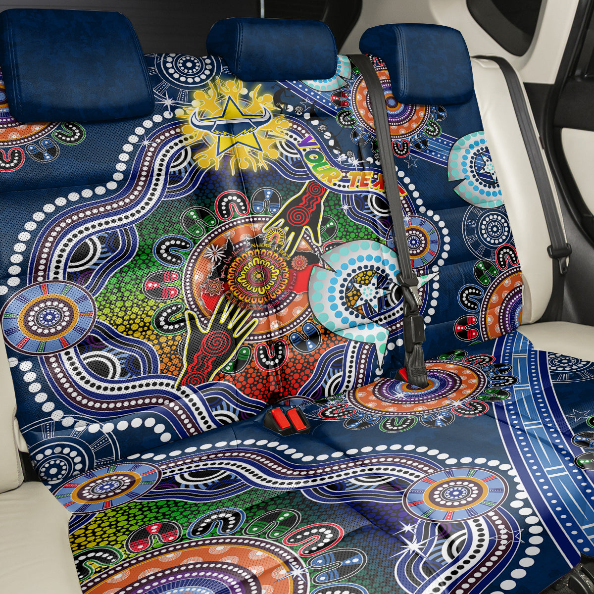Personalised Cowboys NAIDOC Week 2024 Back Car Seat Cover Australia Aboriginal Dot Painting