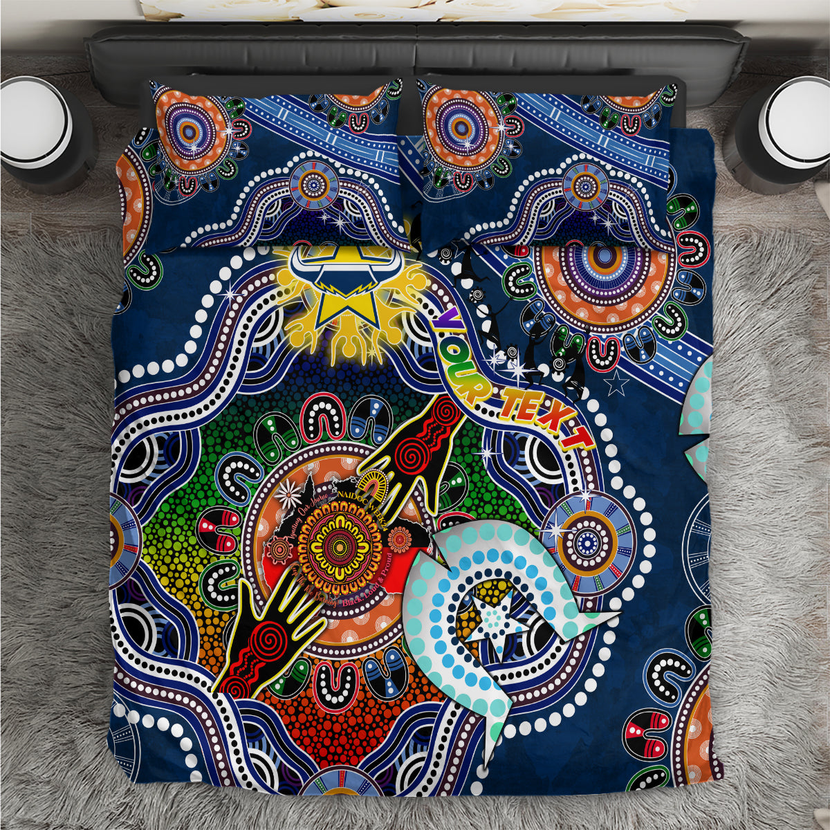 Personalised Cowboys NAIDOC Week 2024 Bedding Set Australia Aboriginal Dot Painting