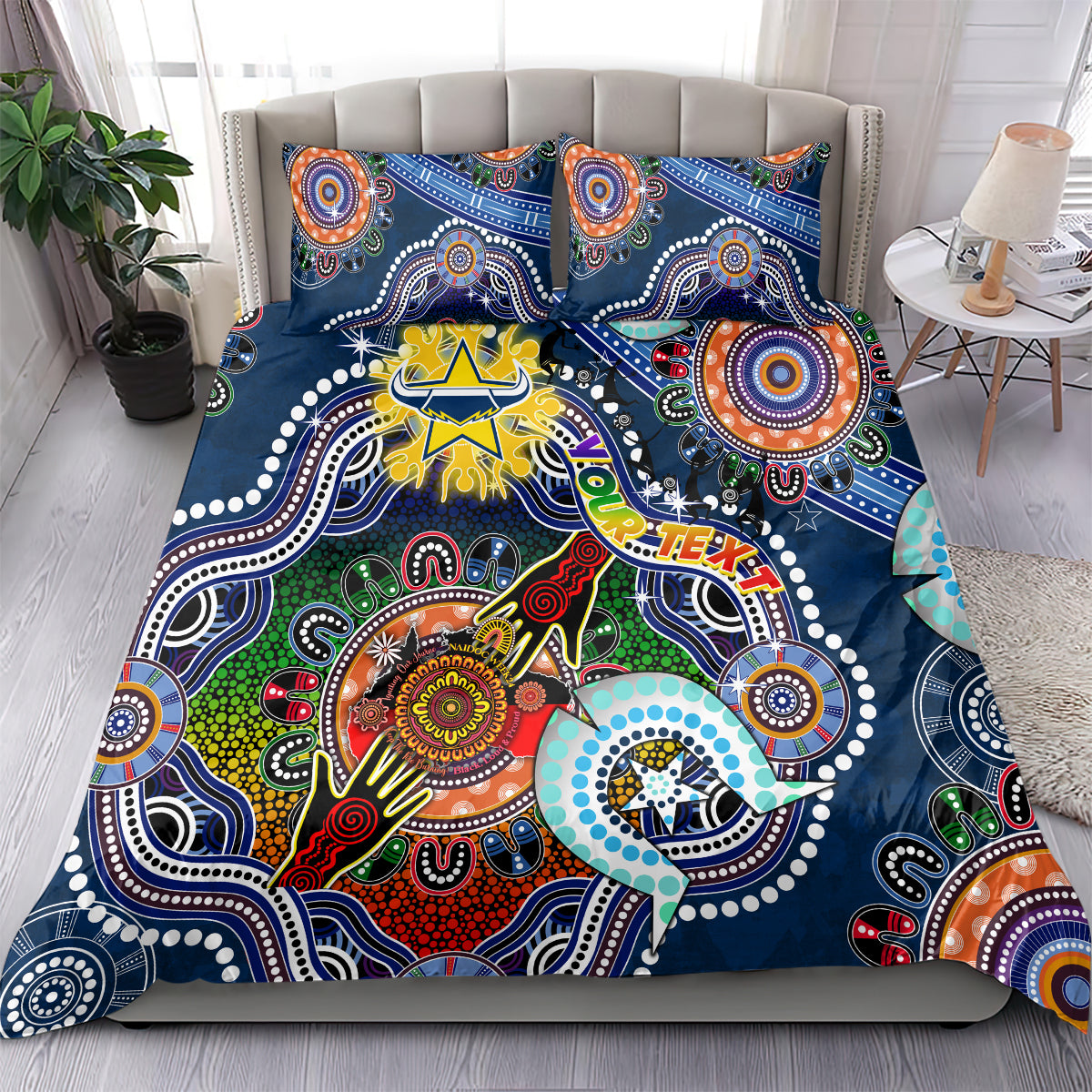 Personalised Cowboys NAIDOC Week 2024 Bedding Set Australia Aboriginal Dot Painting