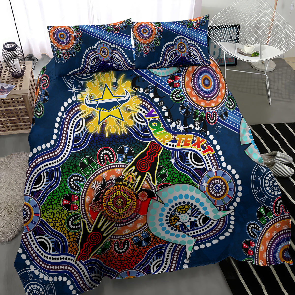 Personalised Cowboys NAIDOC Week 2024 Bedding Set Australia Aboriginal Dot Painting