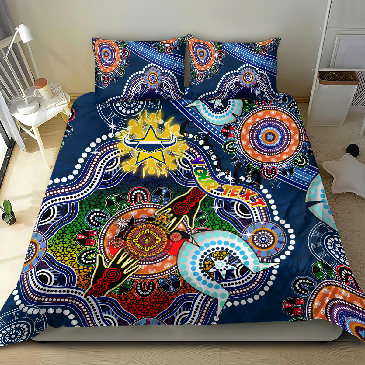 Personalised Cowboys NAIDOC Week 2024 Bedding Set Australia Aboriginal Dot Painting