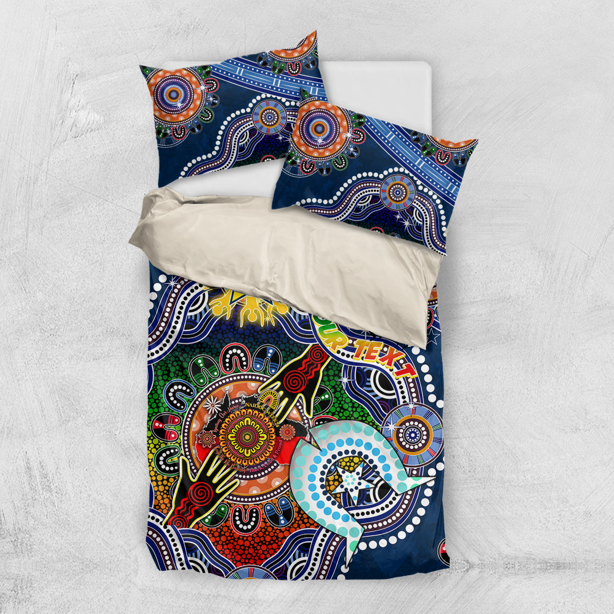 Personalised Cowboys NAIDOC Week 2024 Bedding Set Australia Aboriginal Dot Painting