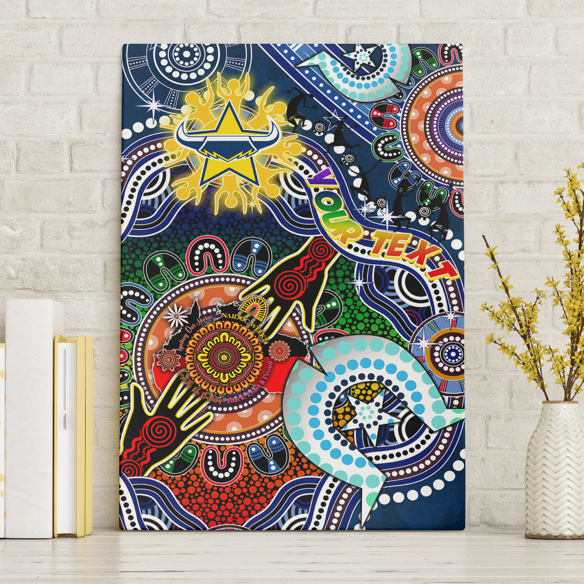 Personalised Cowboys NAIDOC Week 2024 Canvas Wall Art Australia Aboriginal Dot Painting