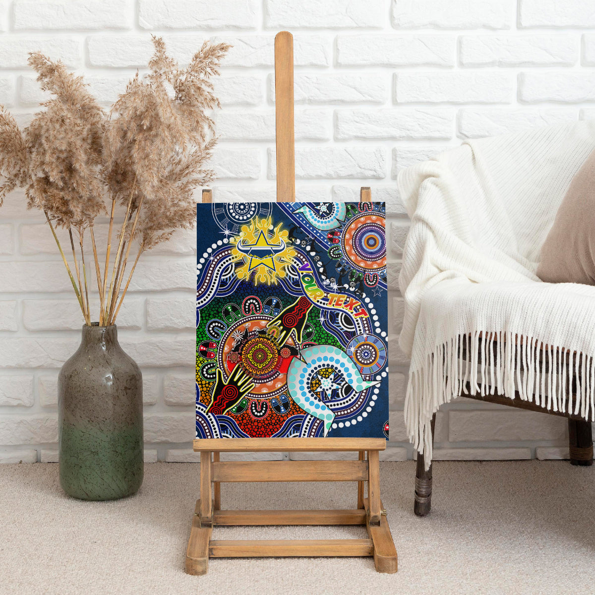 Personalised Cowboys NAIDOC Week 2024 Canvas Wall Art Australia Aboriginal Dot Painting